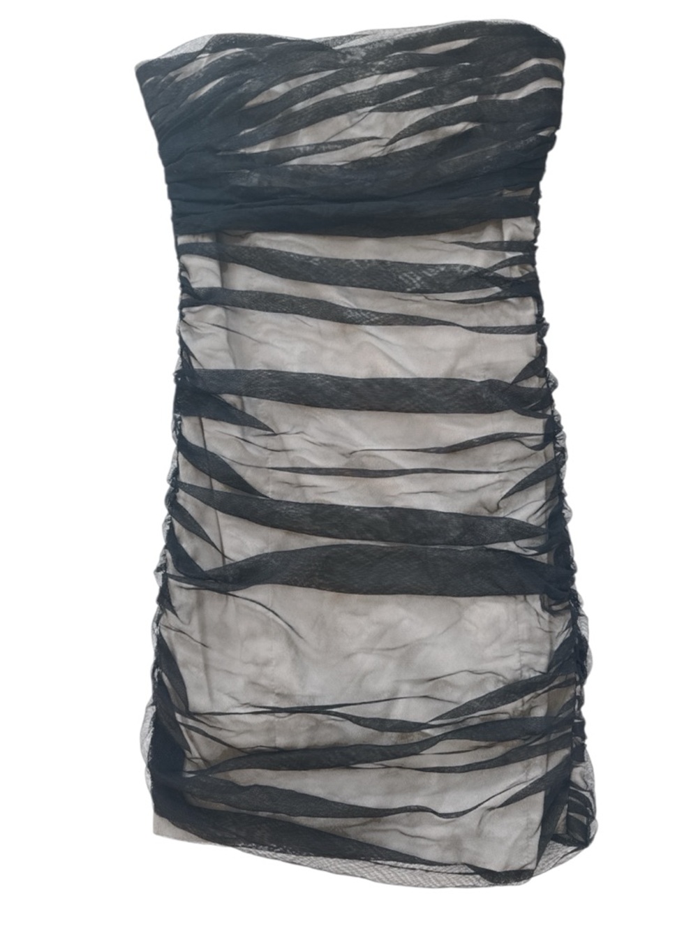 Armani Exchange Vintage Black Bodycon Ruched Sheer Mini Dress